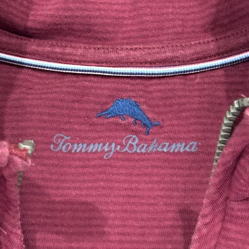 Men’s Tommy Bahama 1/4 Zip Pullover Sweater Size XL Burgundy Long Sleeve Modal
